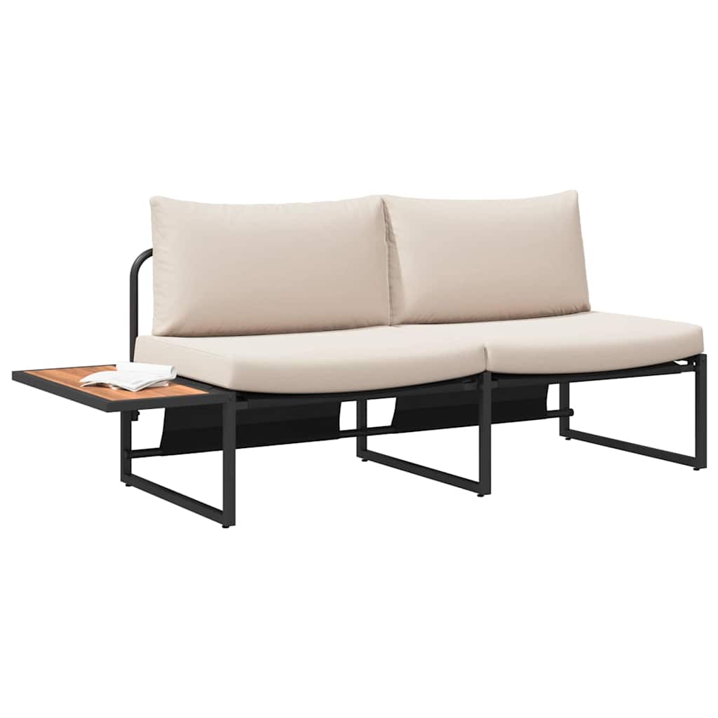 Garten-Sofa mit Kissen Taupe 200,5 x 70 x 85,5 cm Stahl