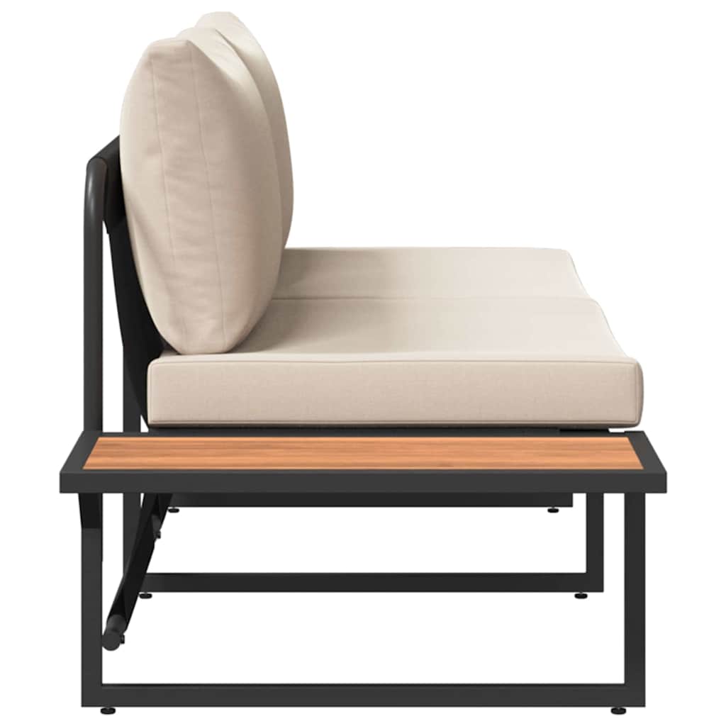 Garten-Sofa mit Kissen Taupe 200,5 x 70 x 85,5 cm Stahl