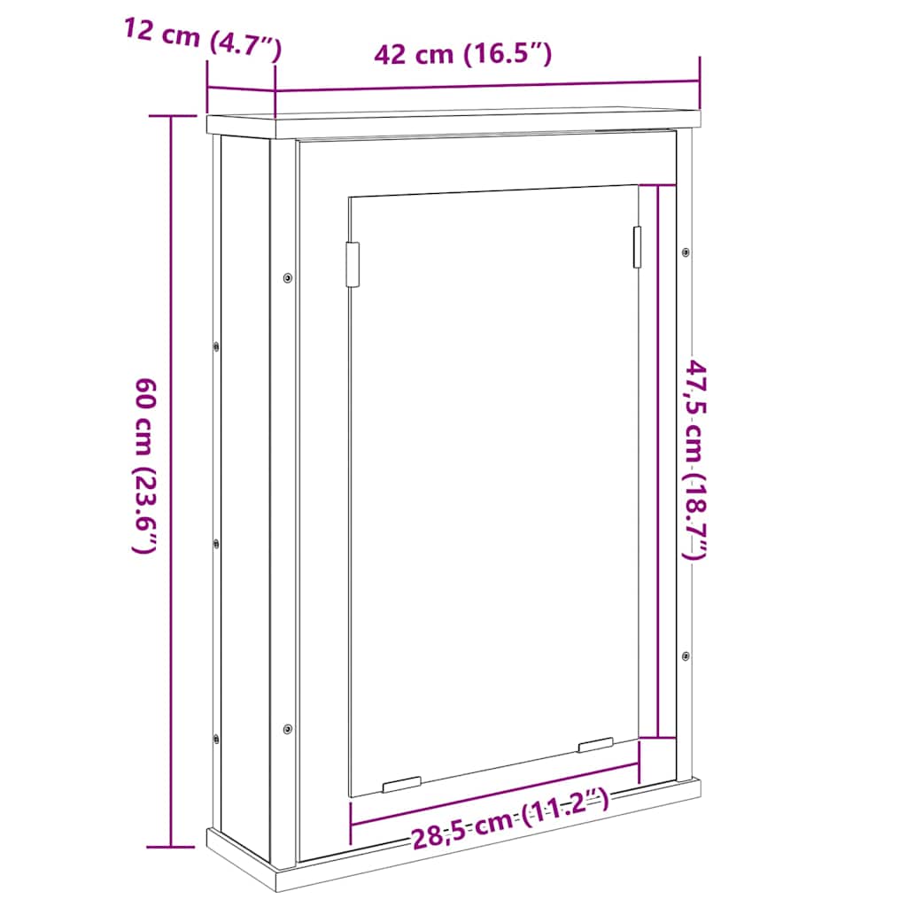 Spiegelschrank Sonoma-Eiche 42 x 12 x 60 cm Holzwerkstoff