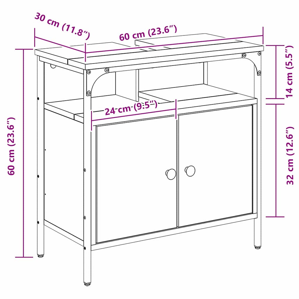 Badezimmerschrank Beige 60 x 30 x 60 cm Holzwerkstoff