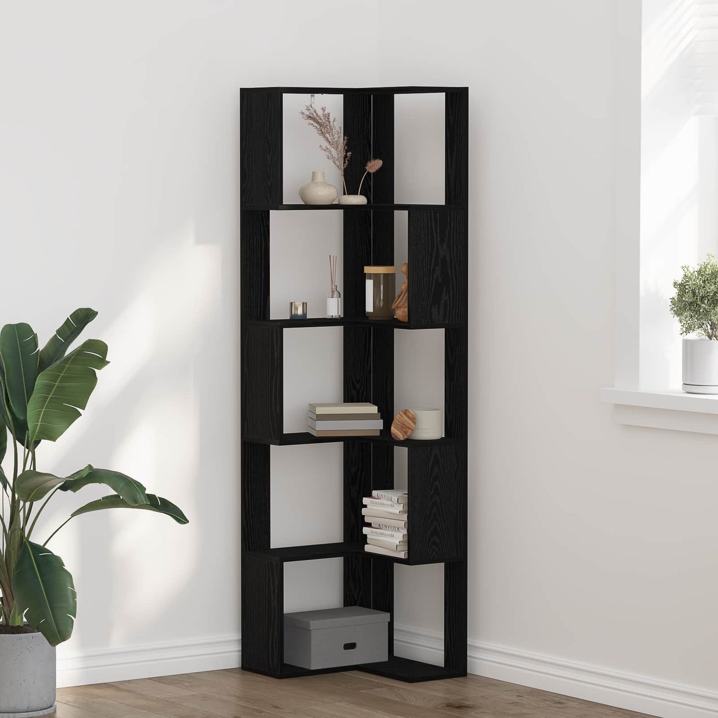 Bücherregal 5 Ebenen 50 x 50 x 179 cm Schwarz Eichen-Optik