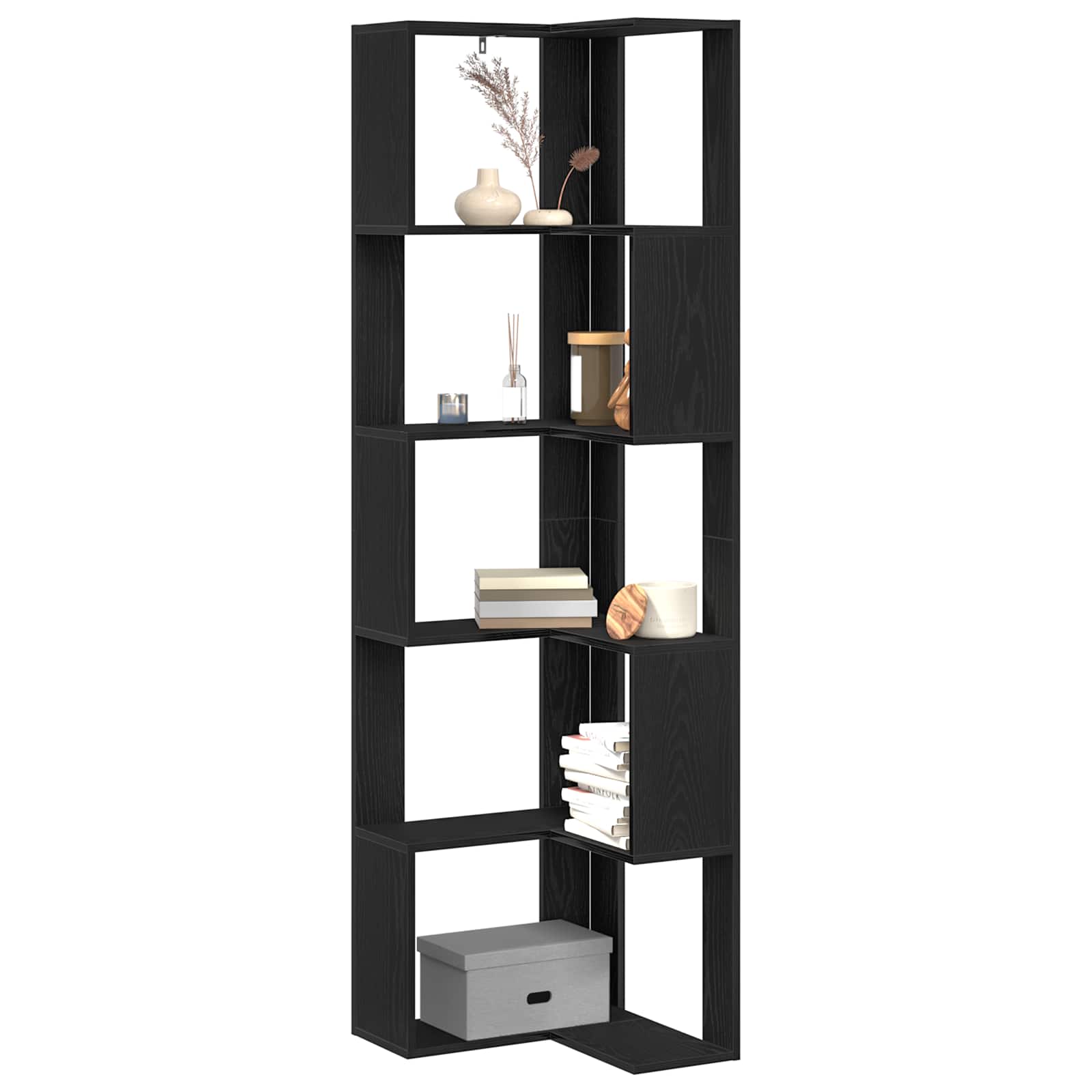 Bücherregal 5 Ebenen 50 x 50 x 179 cm Schwarz Eichen-Optik