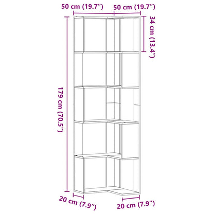 Bücherregal 5 Ebenen 50 x 50 x 179 cm Schwarz Eichen-Optik
