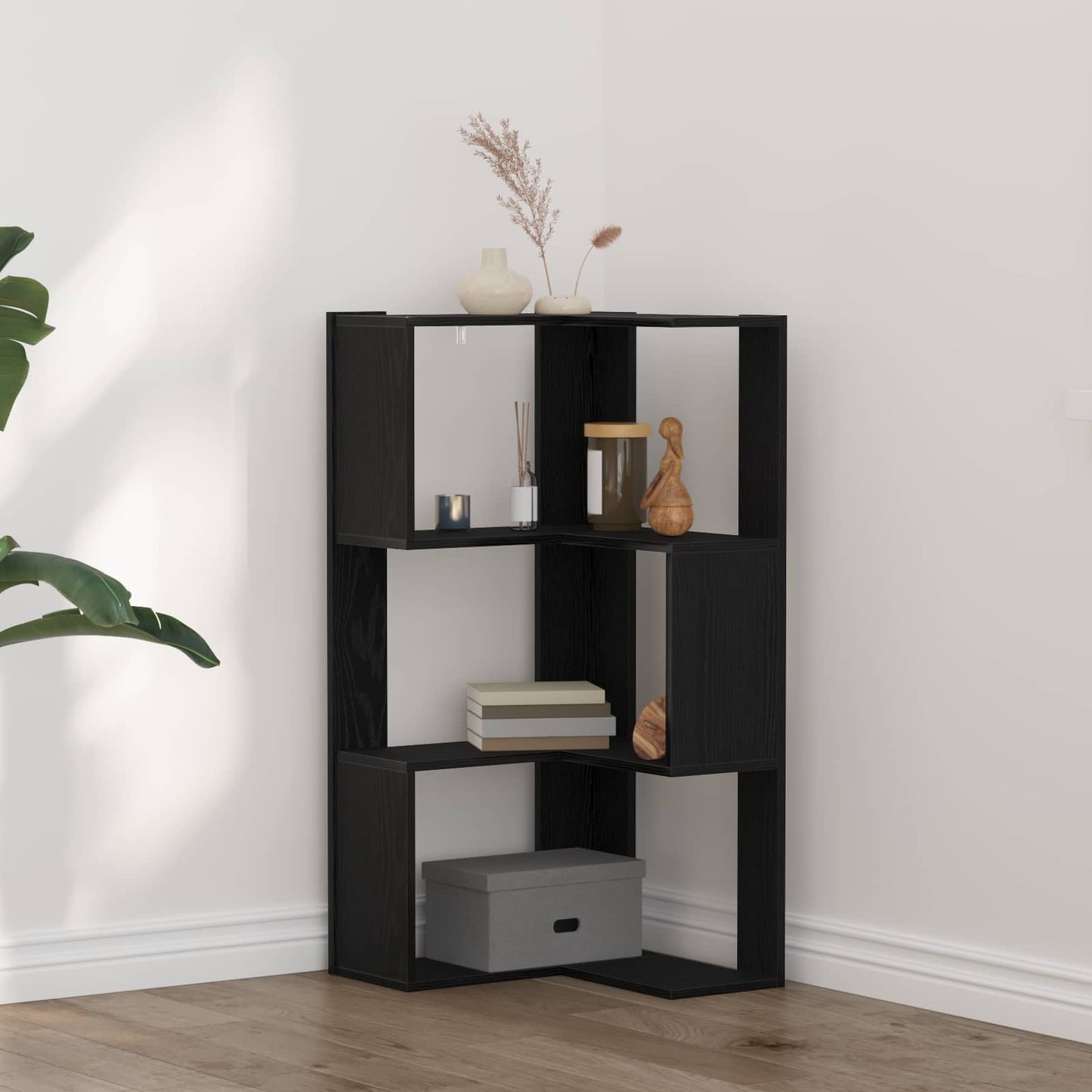 Bücherregal 3 Ebenen 50 x 50 x 102 cm Schwarz Eichen-Optik