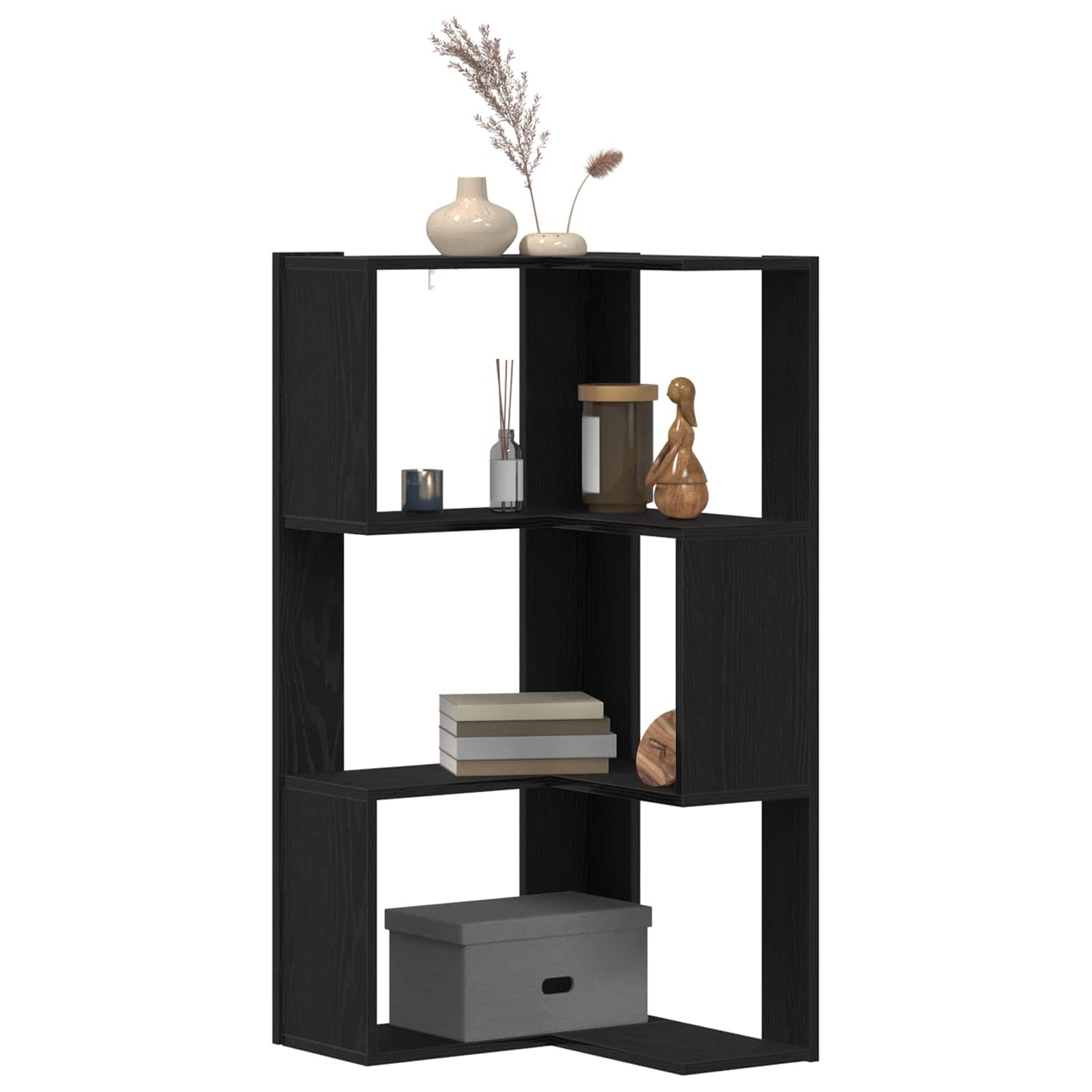 Bücherregal 3 Ebenen 50 x 50 x 102 cm Schwarz Eichen-Optik
