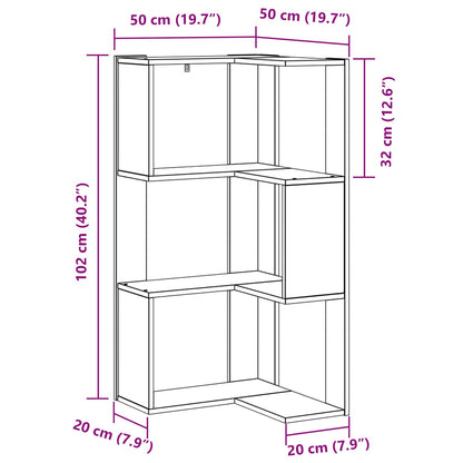 Bücherregal 3 Ebenen 50 x 50 x 102 cm Schwarz Eichen-Optik