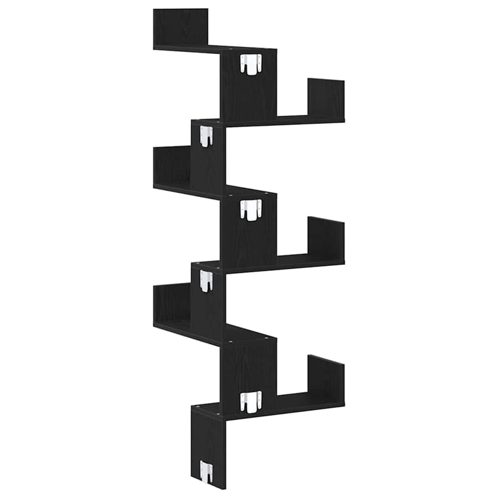 Wand-Eckregal Schwarz Eichen-Optik 45 x 45 x 147 cm