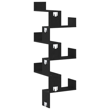 Wand-Eckregal Schwarz Eichen-Optik 45 x 45 x 147 cm