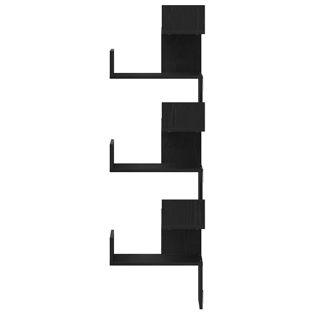 Wand-Eckregal Schwarz Eichen-Optik 45 x 45 x 147 cm