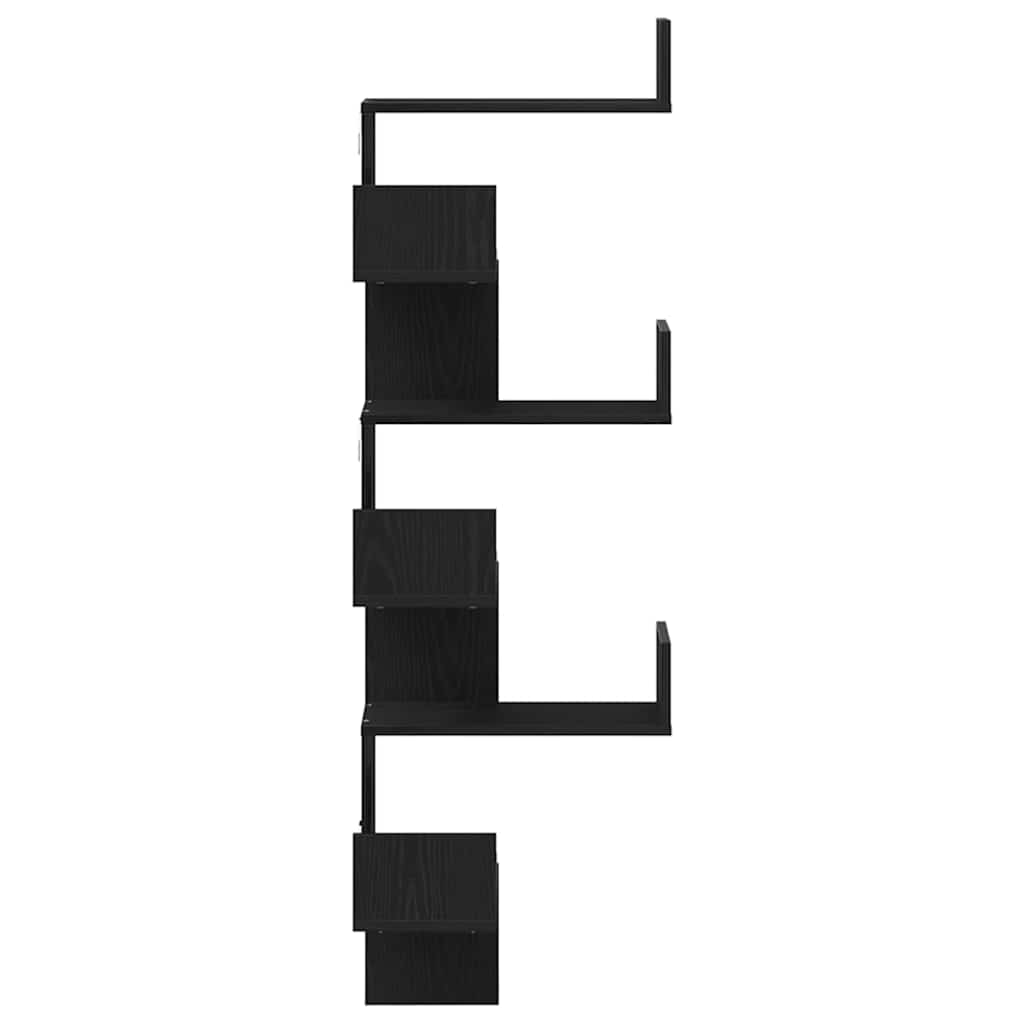 Wand-Eckregal Schwarz Eichen-Optik 45 x 45 x 147 cm