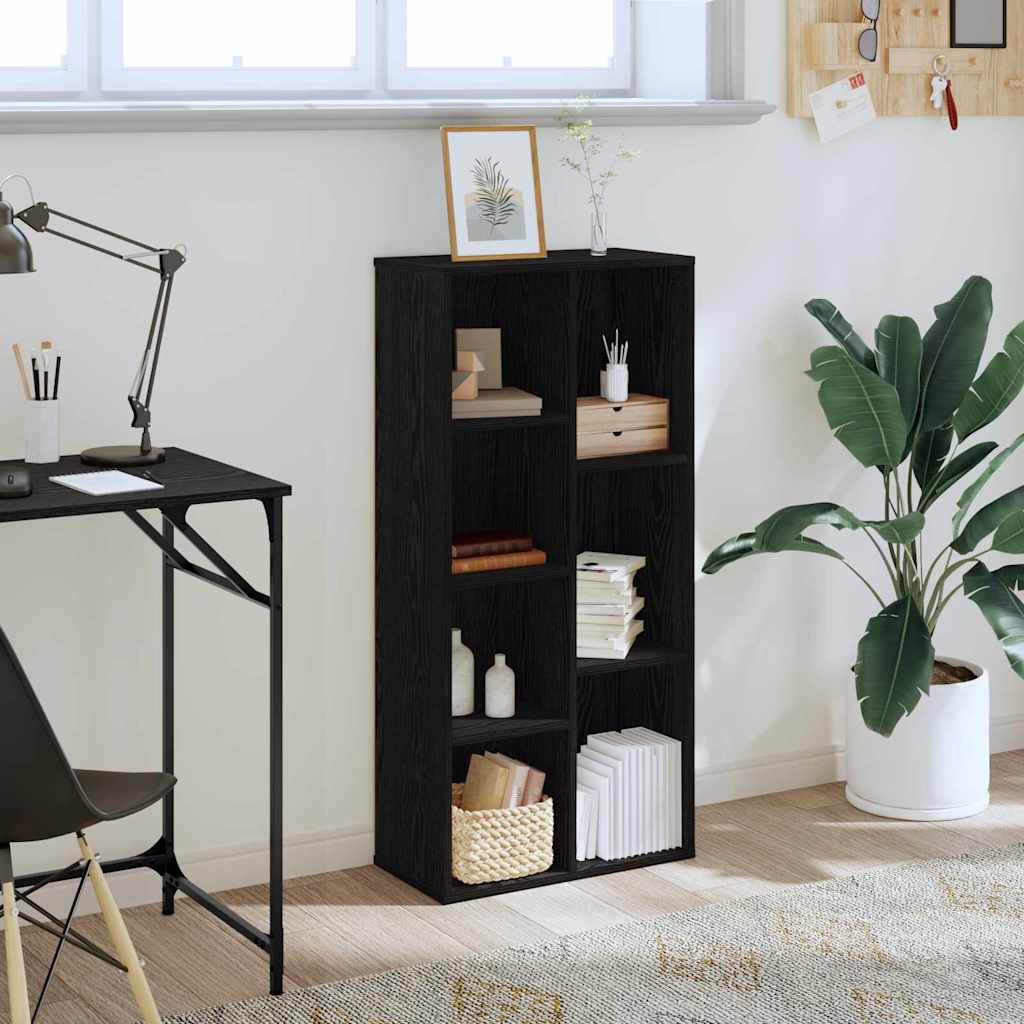 Bücherregal 7 Ebenen 50 x 25 x 102 cm Schwarz Eichen-Optik