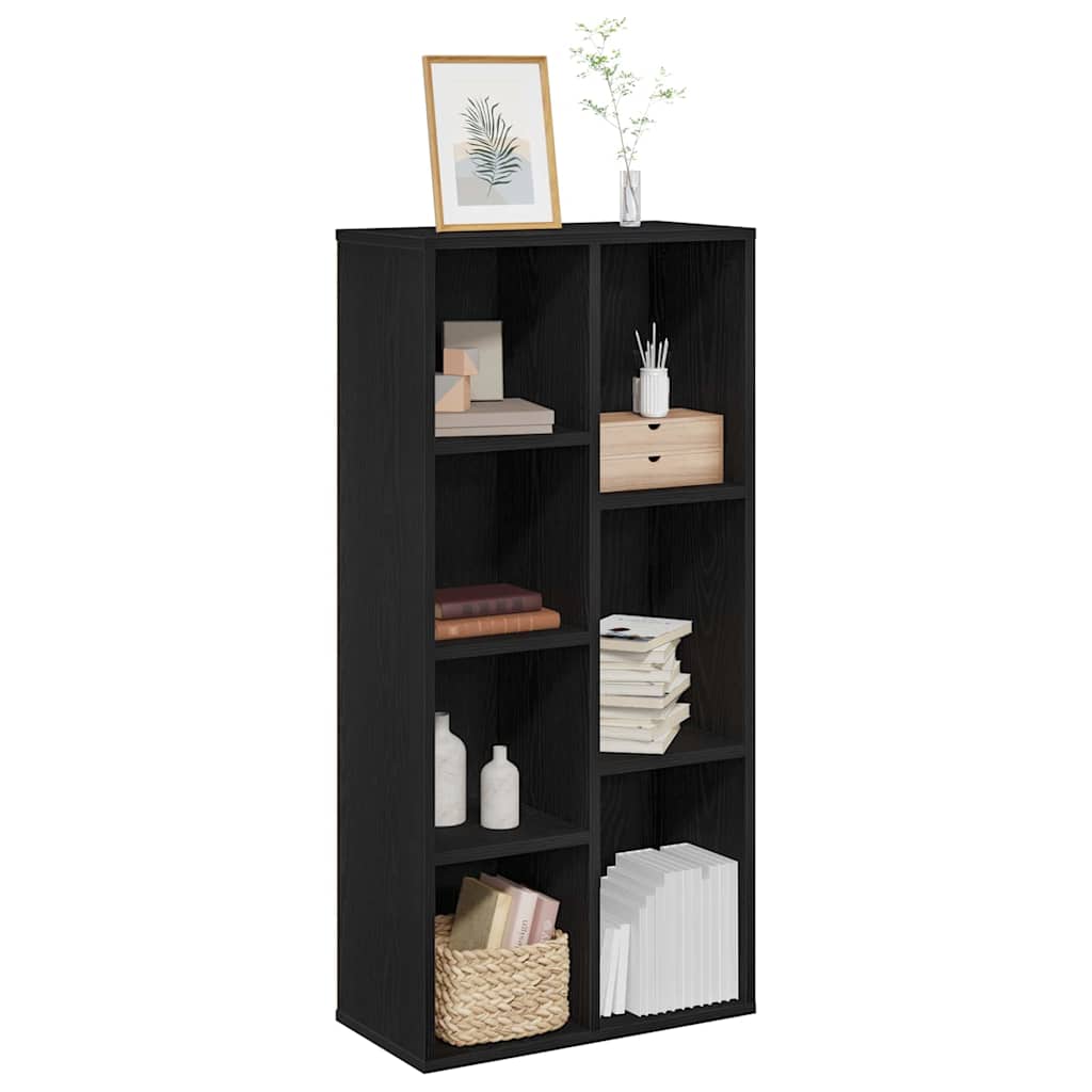 Bücherregal 7 Ebenen 50 x 25 x 102 cm Schwarz Eichen-Optik