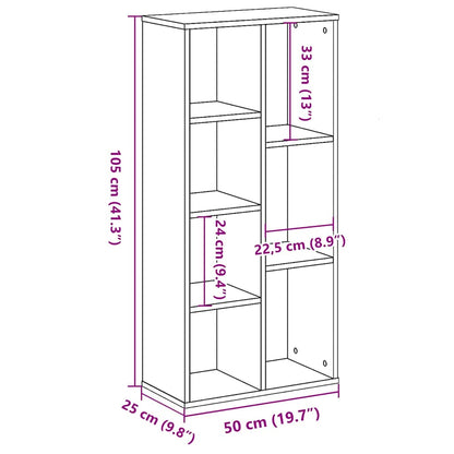 Bücherregal 7 Ebenen 50 x 25 x 102 cm Schwarz Eichen-Optik