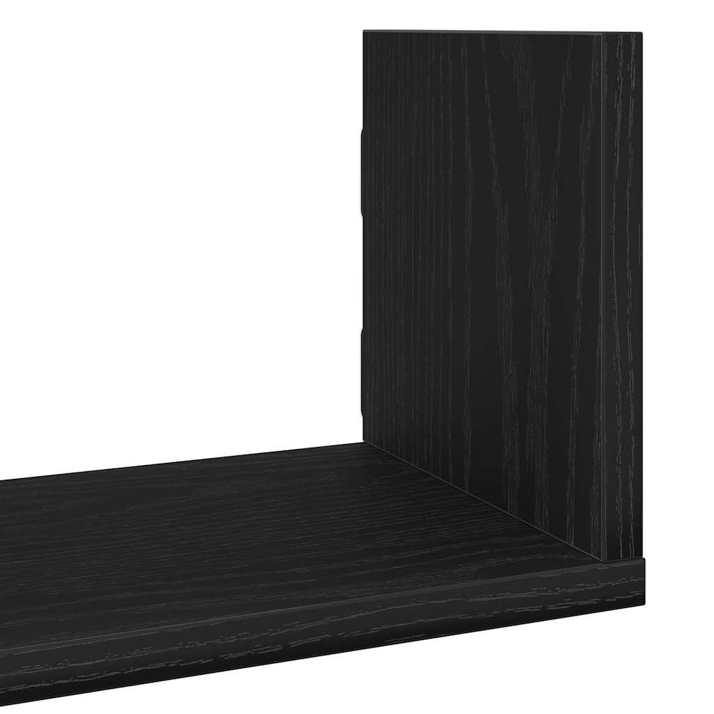 Wall shelves 3 pcs. Black oak look 58x18x18cm wood material
