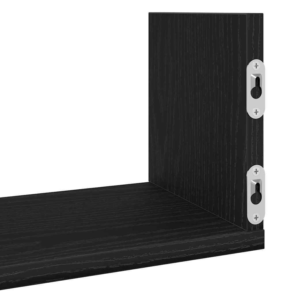 Wall shelves 3 pcs. Black oak look 58x18x18cm wood material