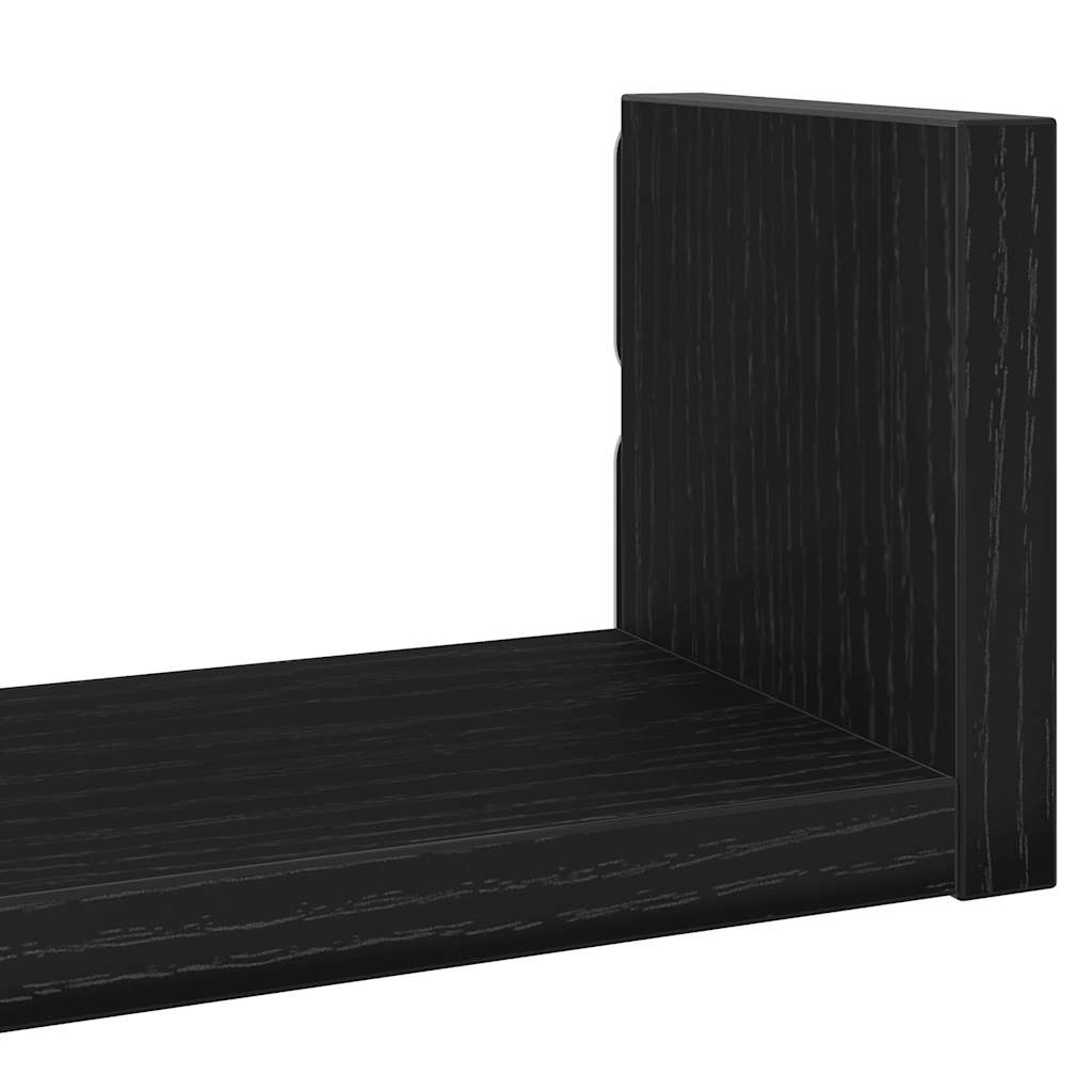 Wall shelves 3 pcs. Black oak look wood material