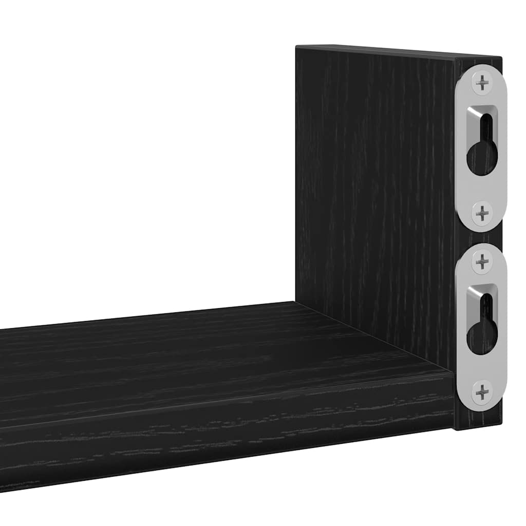 Wall shelves 3 pcs. Black oak look wood material
