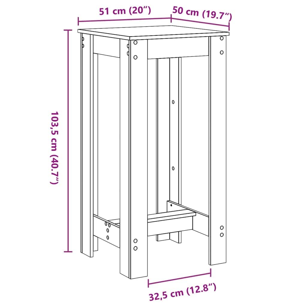 Bartisch 51 x 50 x 103,5 cm Holzwerkstoff Schwarz Eichen-Optik