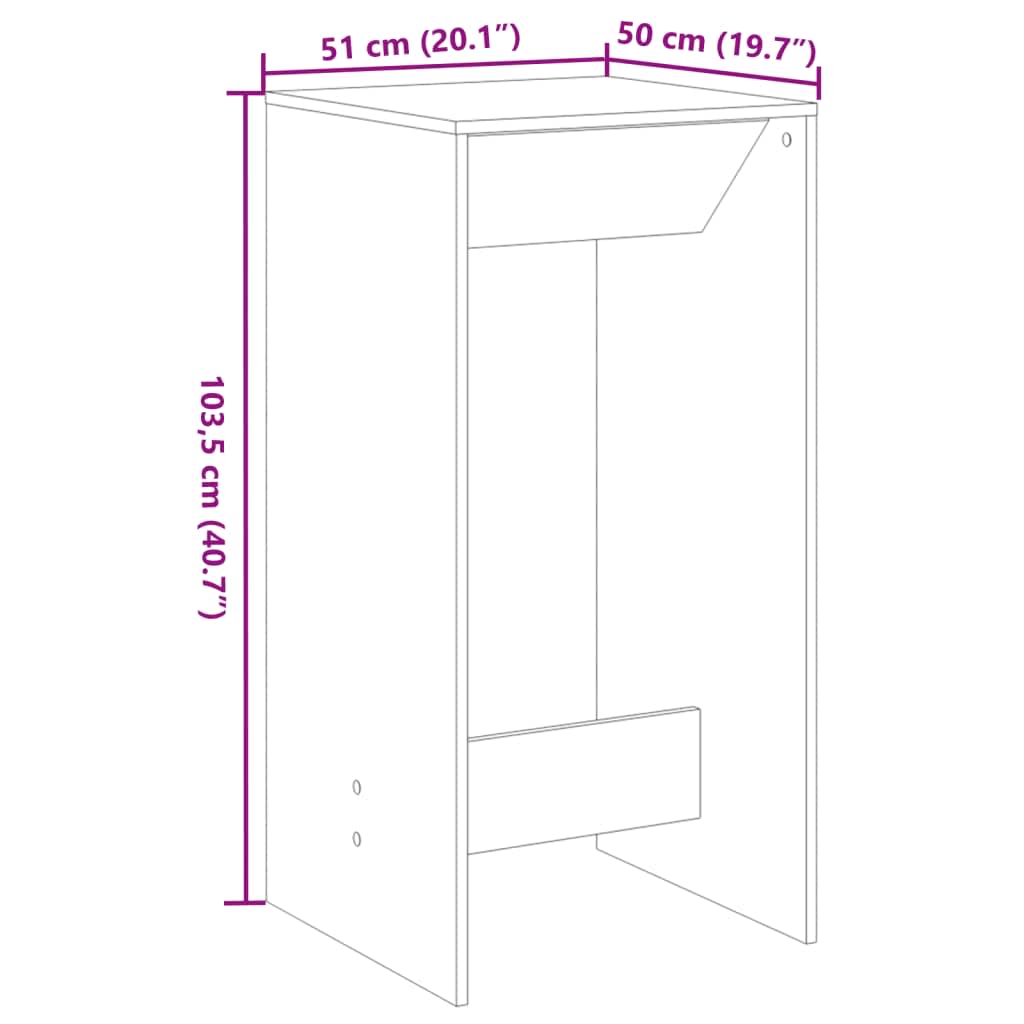 Bartisch 51 x 50 x 103,5 cm Holzwerkstoff Schwarz Eichen-Optik
