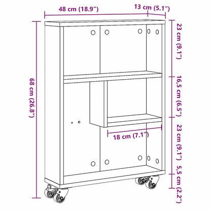 Schmaler Aufbewahrungswagen 3 Ebenen 48 x 13 x 68 cm
