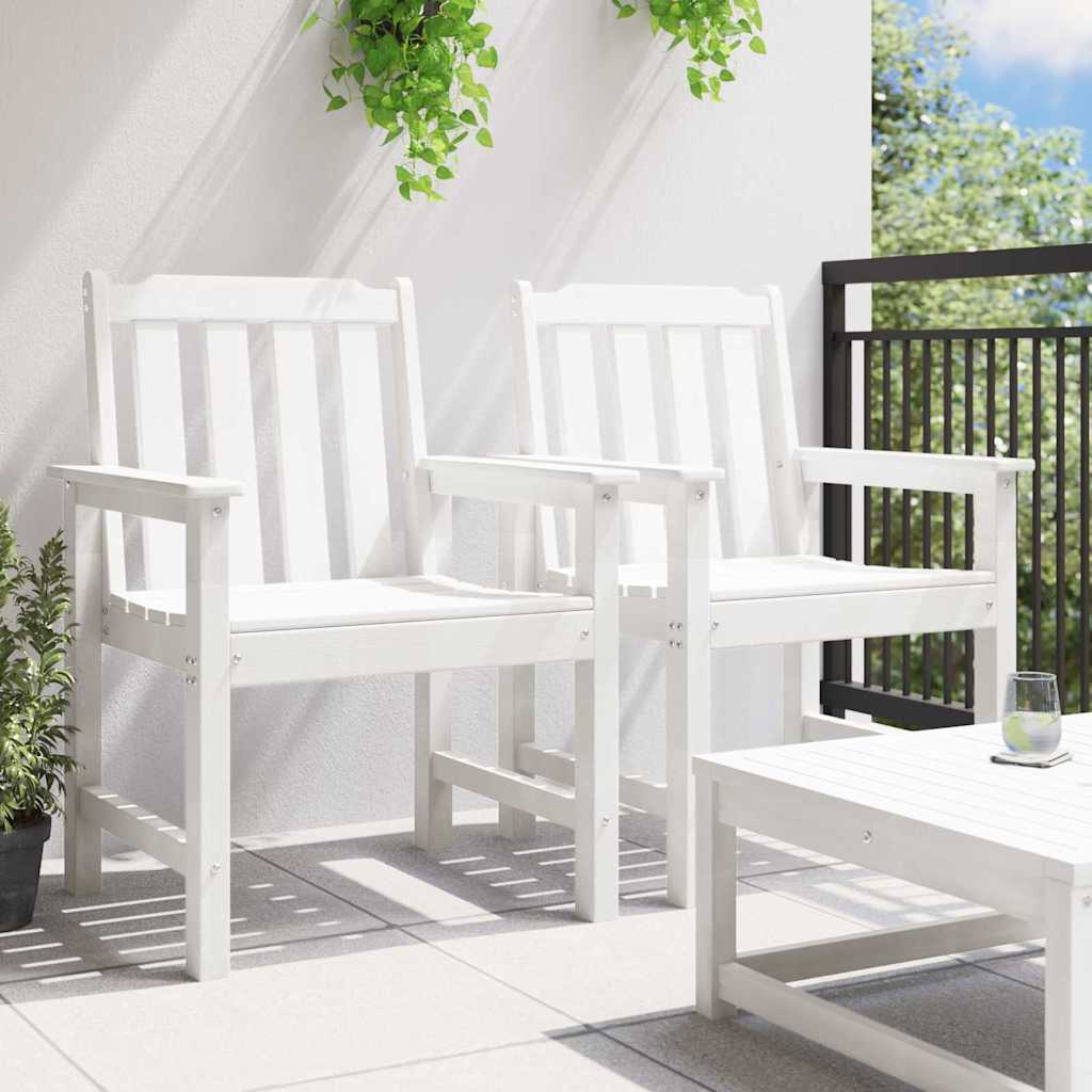 Garten-Esszimmerstuhl 2 Stk. Weiß HDPE