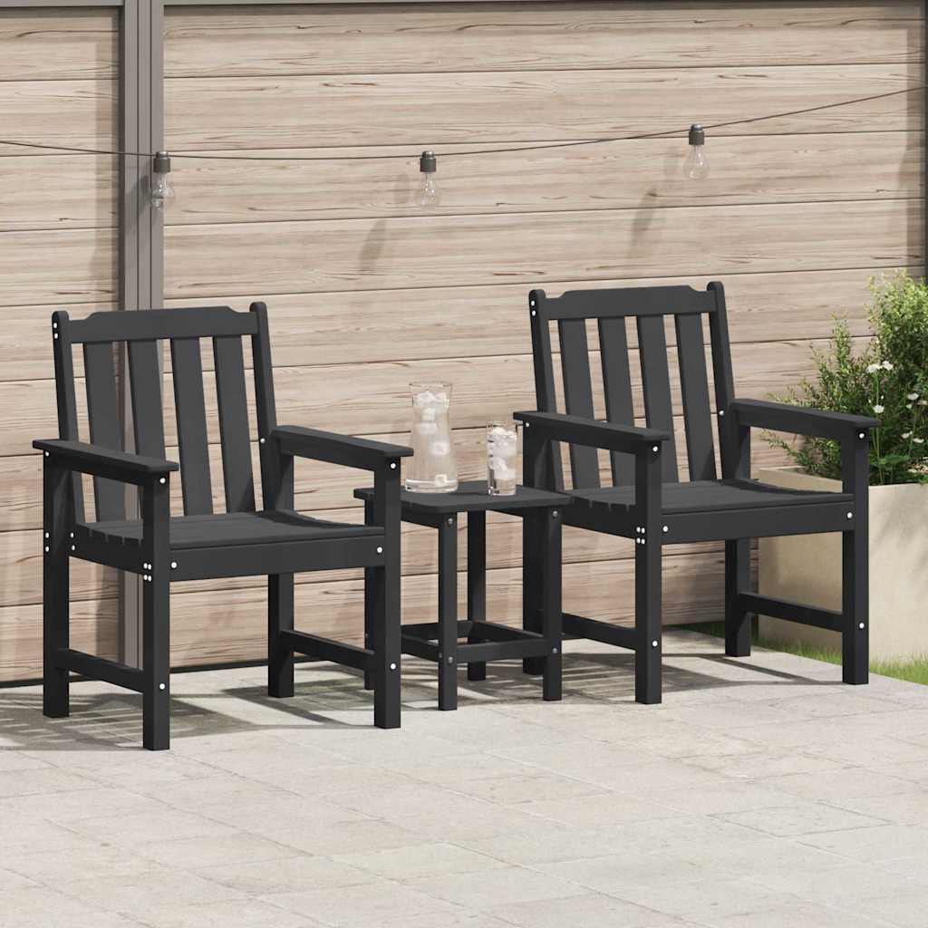 Garten-Esszimmerstuhl 2 Stk. Schwarz HDPE