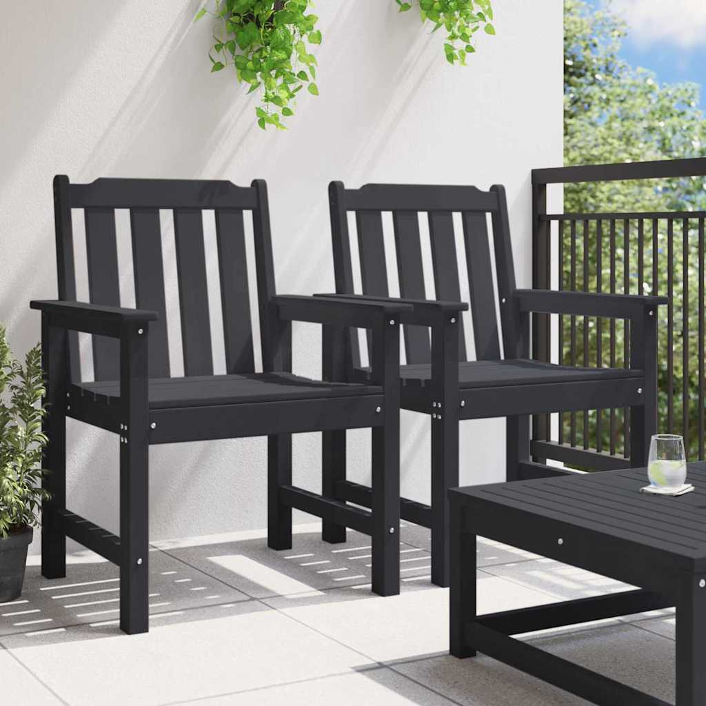 Garten-Esszimmerstuhl 2 Stk. Schwarz HDPE