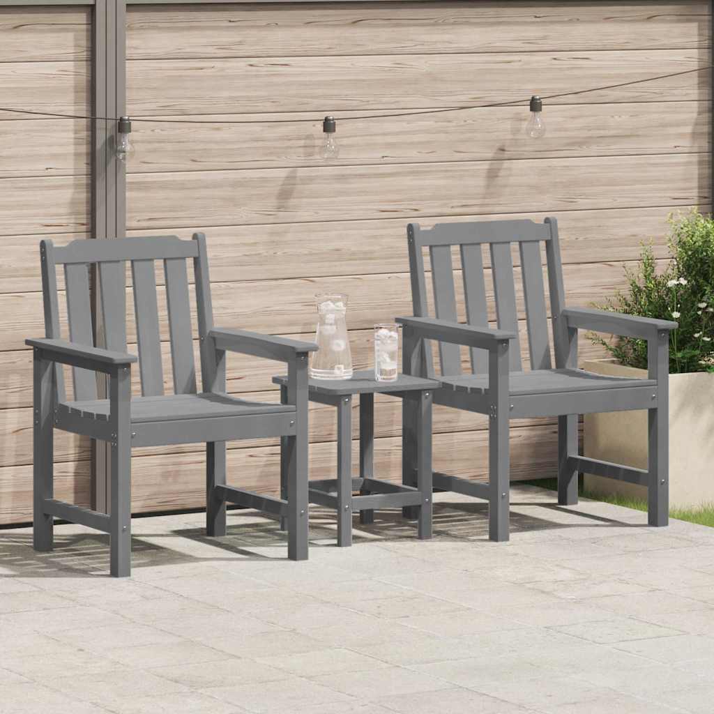 Garten-Esszimmerstuhl 2 Stk. Hellgrau HDPE