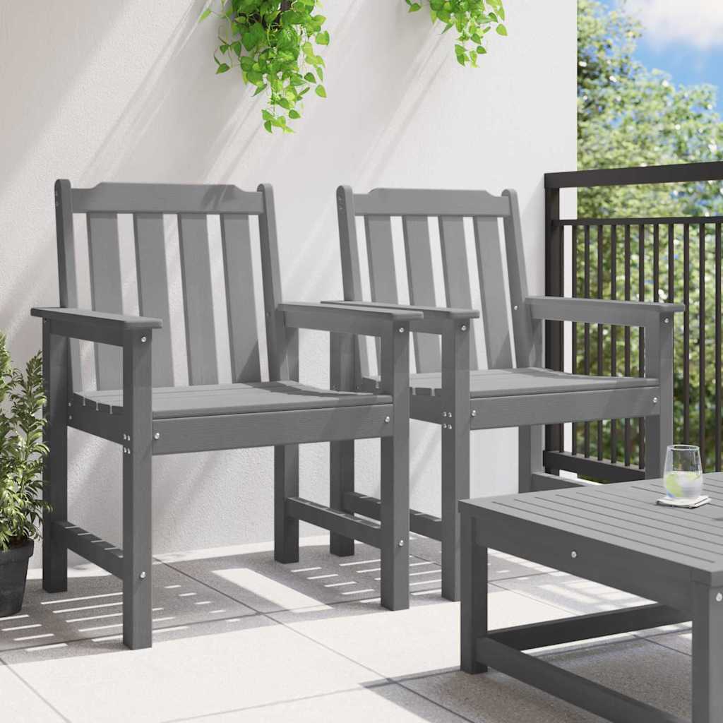 Garten-Esszimmerstuhl 2 Stk. Hellgrau HDPE