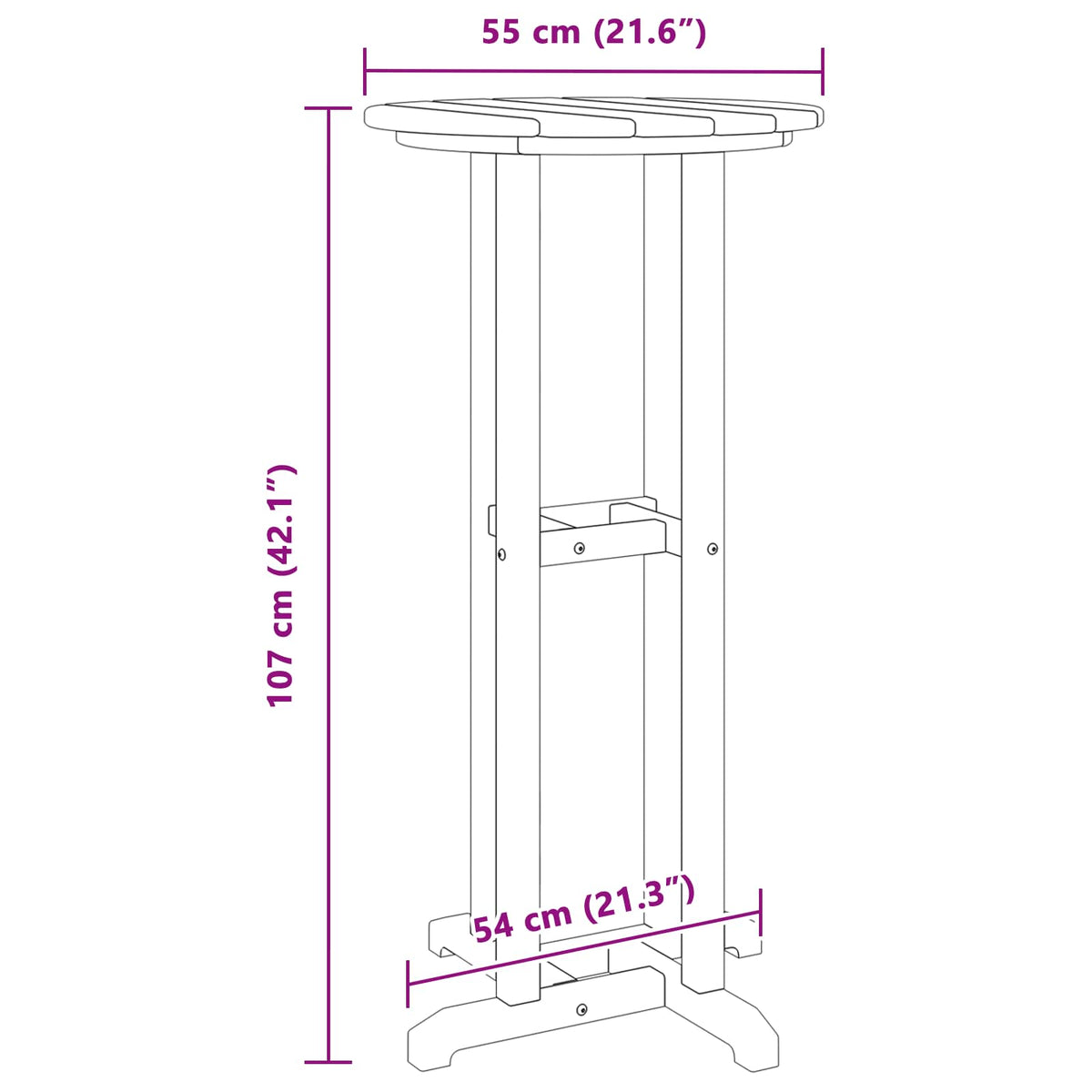 Bartisch Weiß 55 x 55 x 107 cm Polyethylen