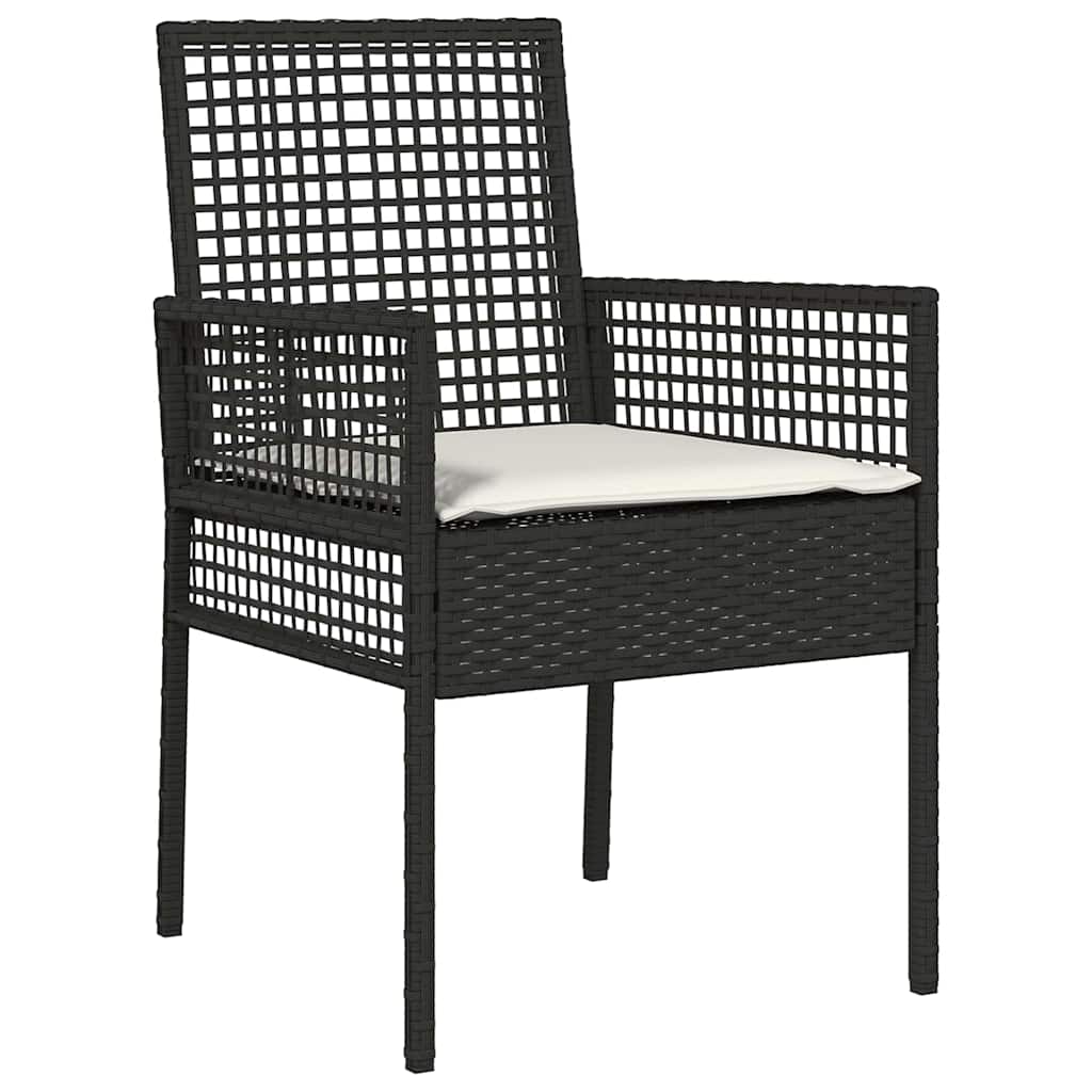 Garten Essgruppe 3 stk. Schwarz Poly-Rattan
