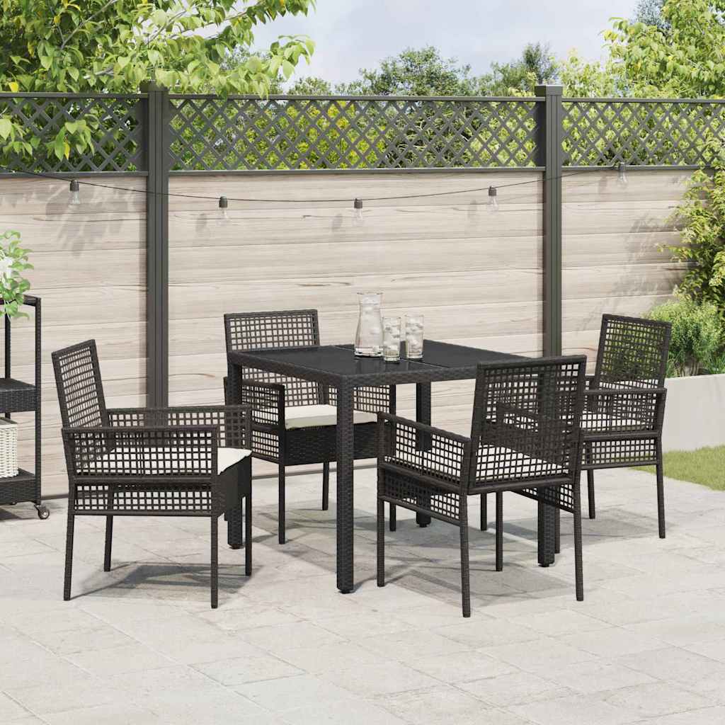 Garten Essgruppe 5 Stk. Schwarz Poly-Rattan