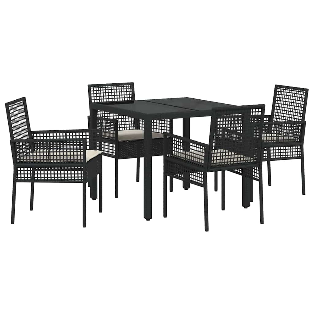 Garten Essgruppe 5 Stk. Schwarz Poly-Rattan