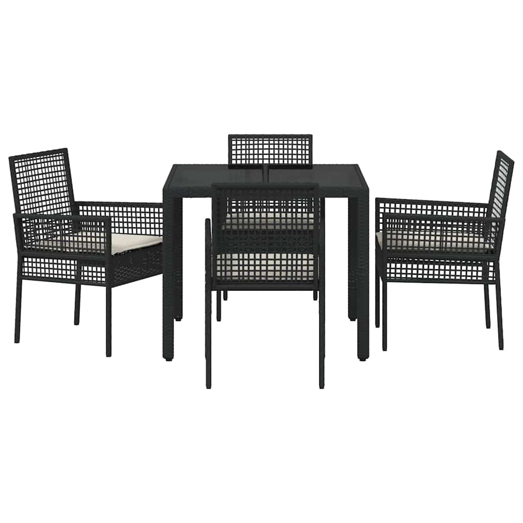 Garten Essgruppe 5 Stk. Schwarz Poly-Rattan