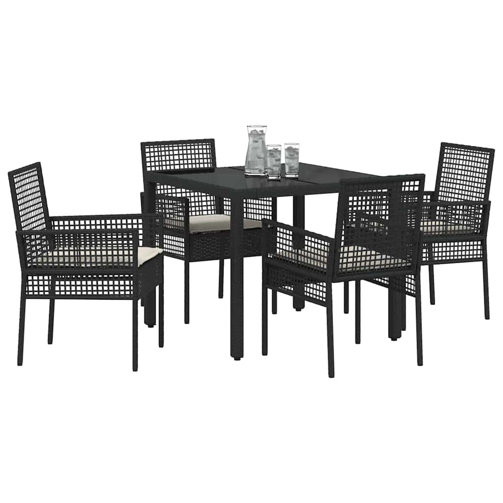 Garten Essgruppe 5 Stk. Schwarz Poly-Rattan