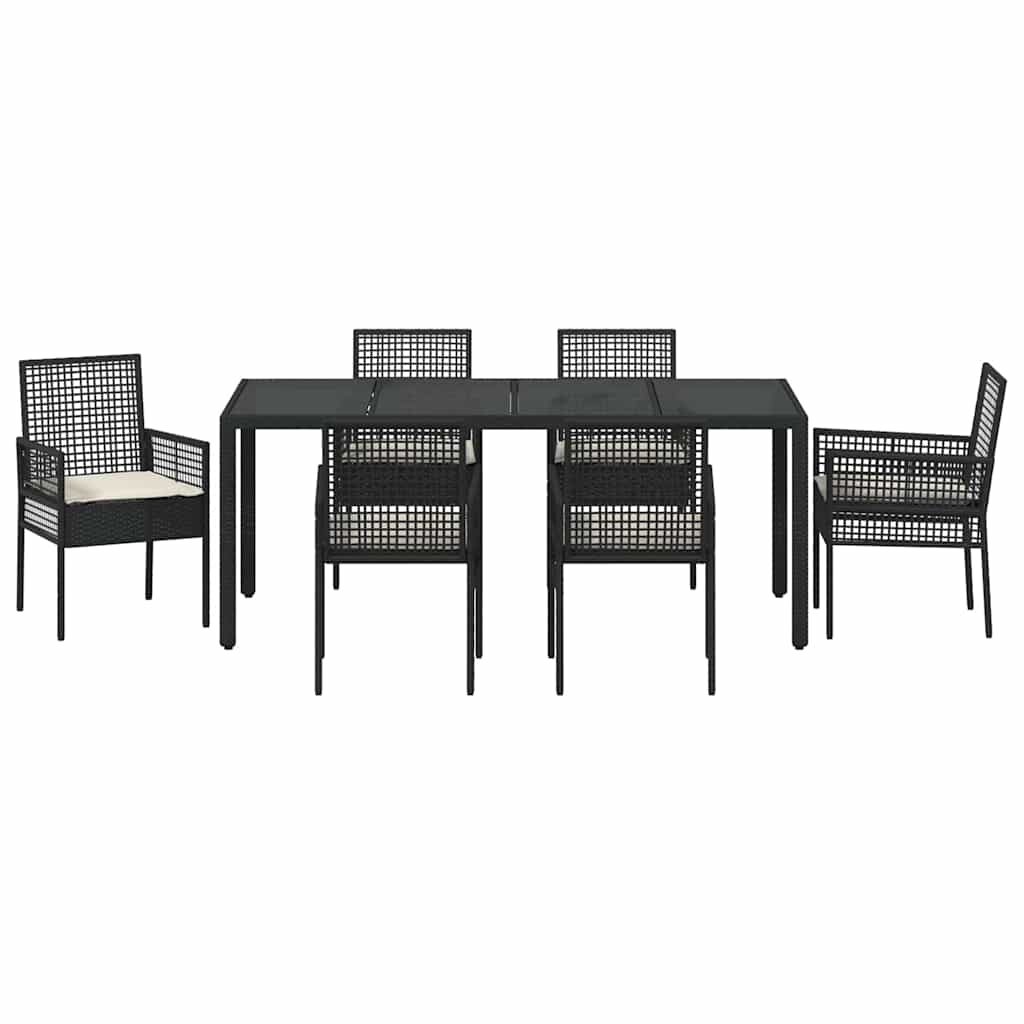 Garten Essgruppe 7 stk. Schwarz Poly-Rattan
