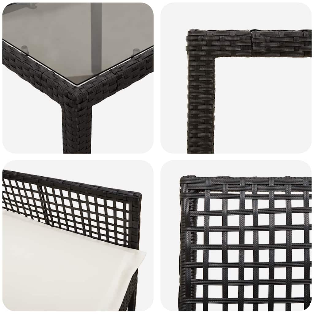 Garten Essgruppe 9 stk. Schwarz Poly-Rattan