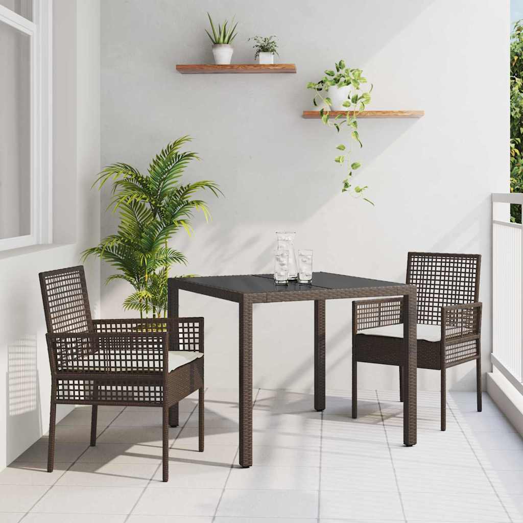 Garten Essgruppe 3 stk. Braun Poly-Rattan