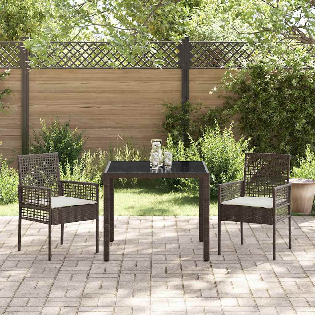 Garten Essgruppe 3 stk. Braun Poly-Rattan