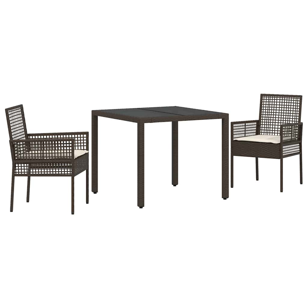 Garten Essgruppe 3 stk. Braun Poly-Rattan