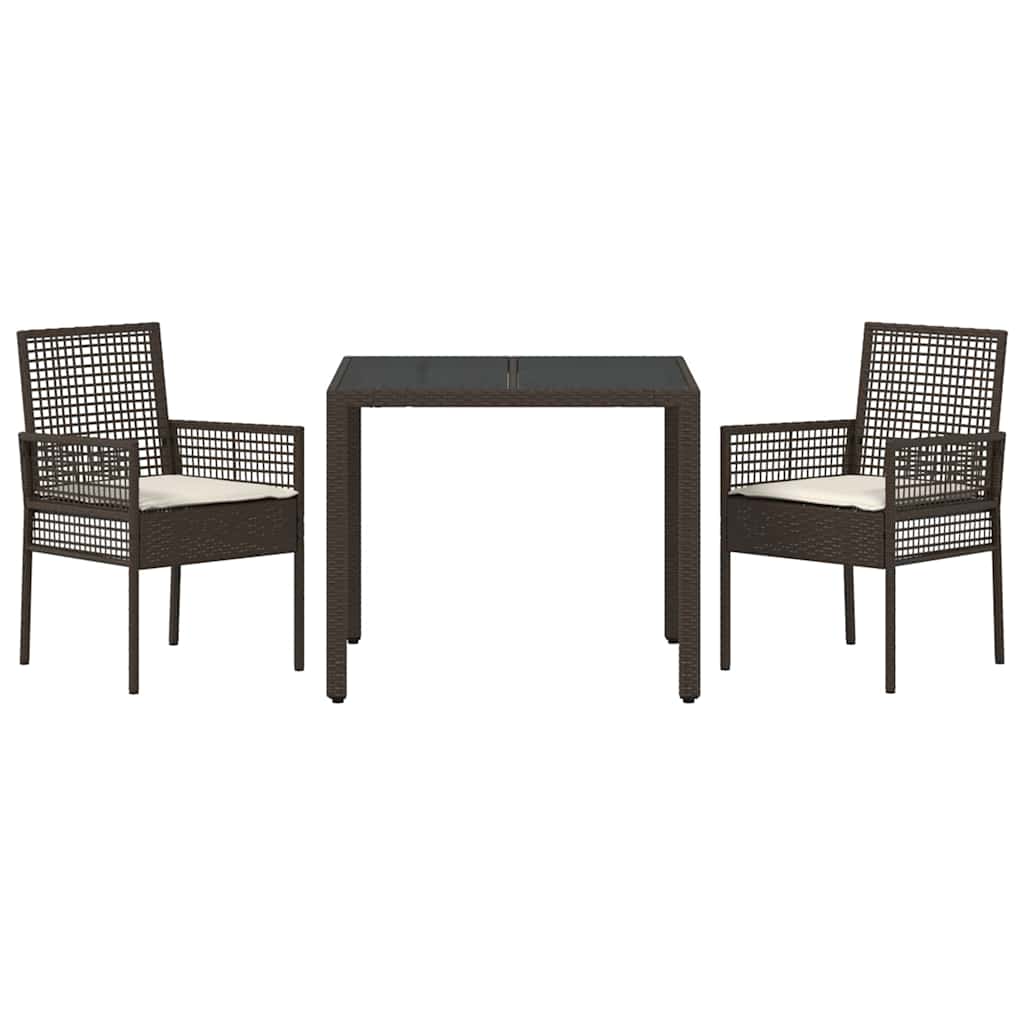 Garten Essgruppe 3 stk. Braun Poly-Rattan