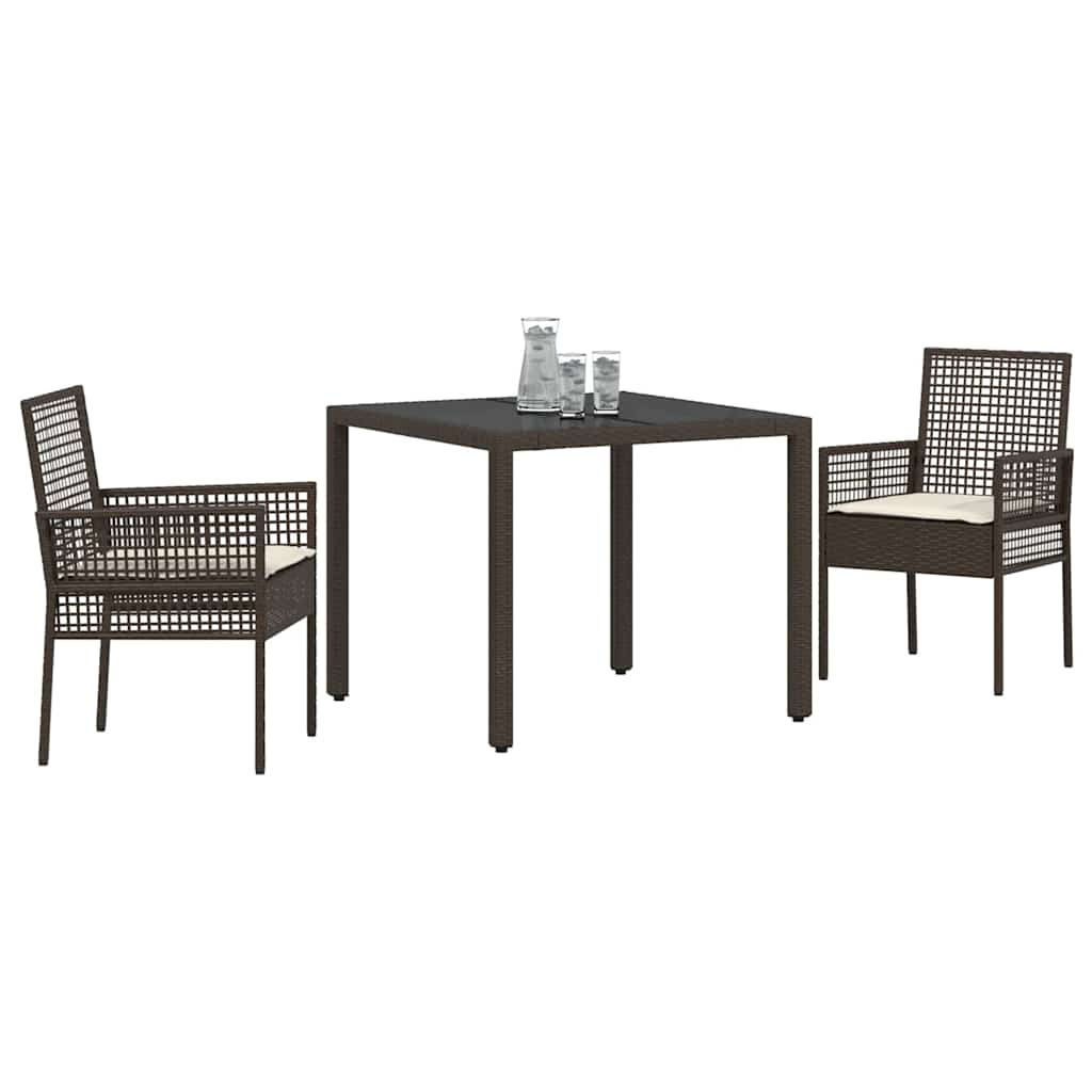 Garten Essgruppe 3 stk. Braun Poly-Rattan