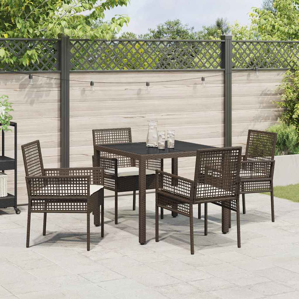 Garten Essgruppe 5 stk. Braun Poly-Rattan