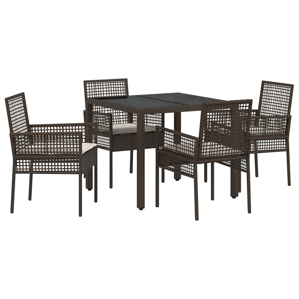 Garten Essgruppe 5 stk. Braun Poly-Rattan