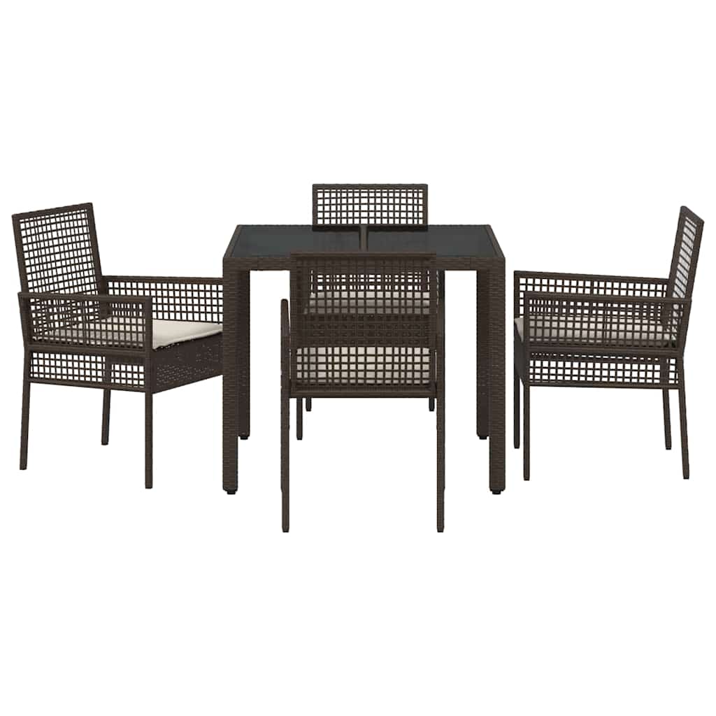 Garten Essgruppe 5 stk. Braun Poly-Rattan