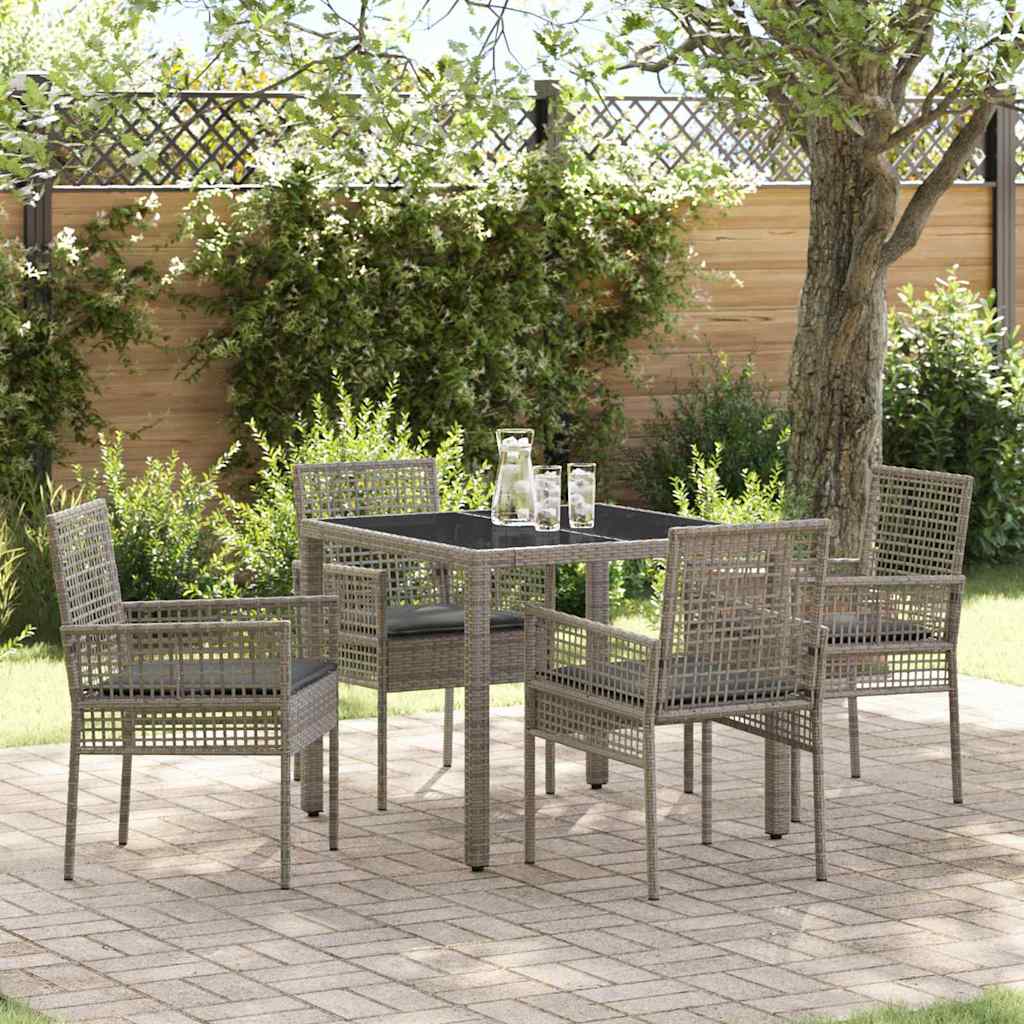 Garten Essgruppe 5 stk. Grau Poly-Rattan