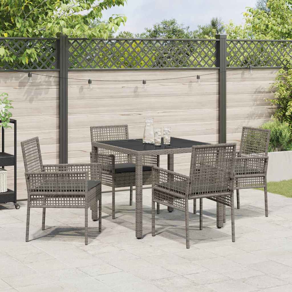 Garten Essgruppe 5 stk. Grau Poly-Rattan