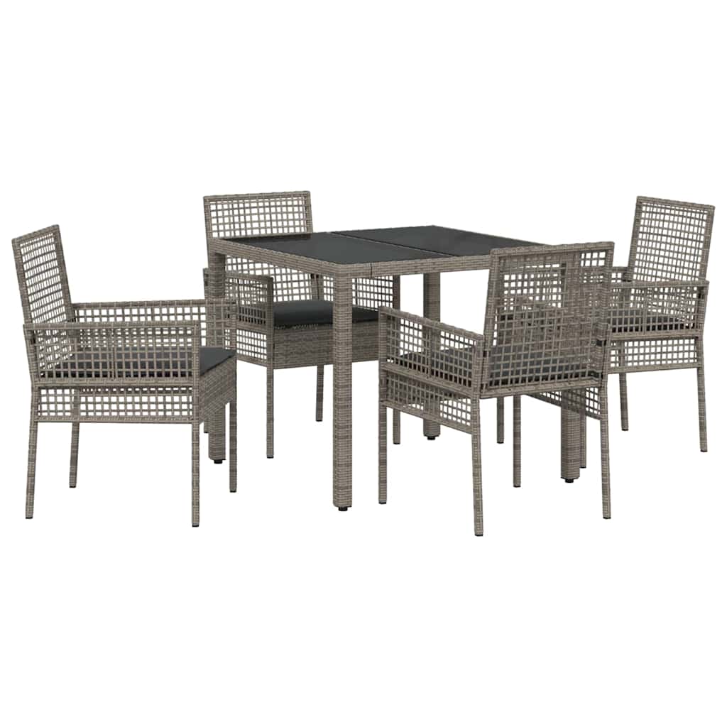 Garten Essgruppe 5 stk. Grau Poly-Rattan