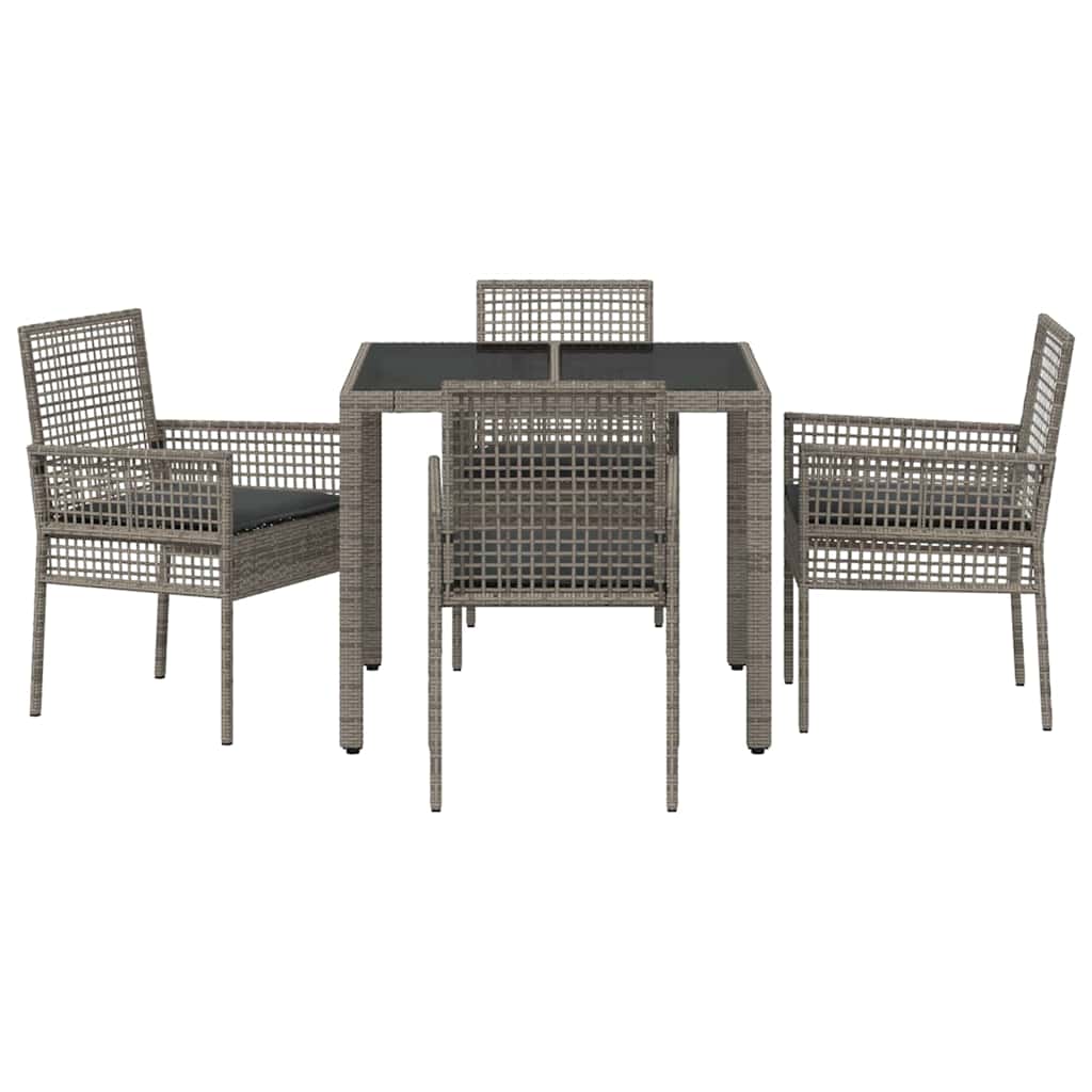 Garten Essgruppe 5 stk. Grau Poly-Rattan