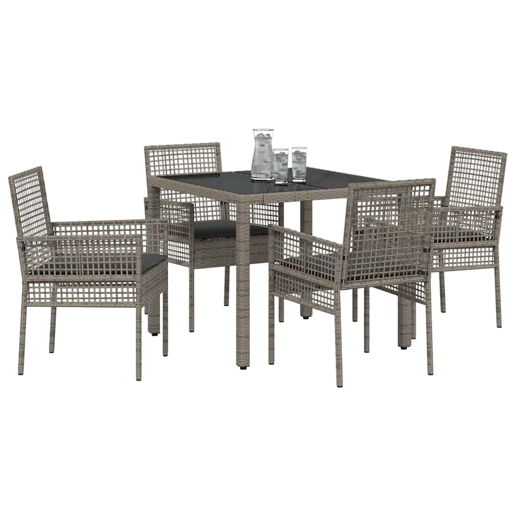 Garten Essgruppe 5 stk. Grau Poly-Rattan